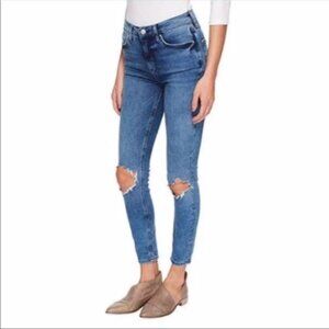 Free People High-Rise Busted Knee Distressed Skinny Jeans Sz 25